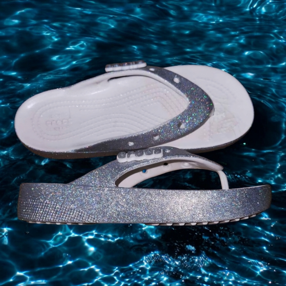 Crocs Classic Platform Glitter Flip Flops Sandals